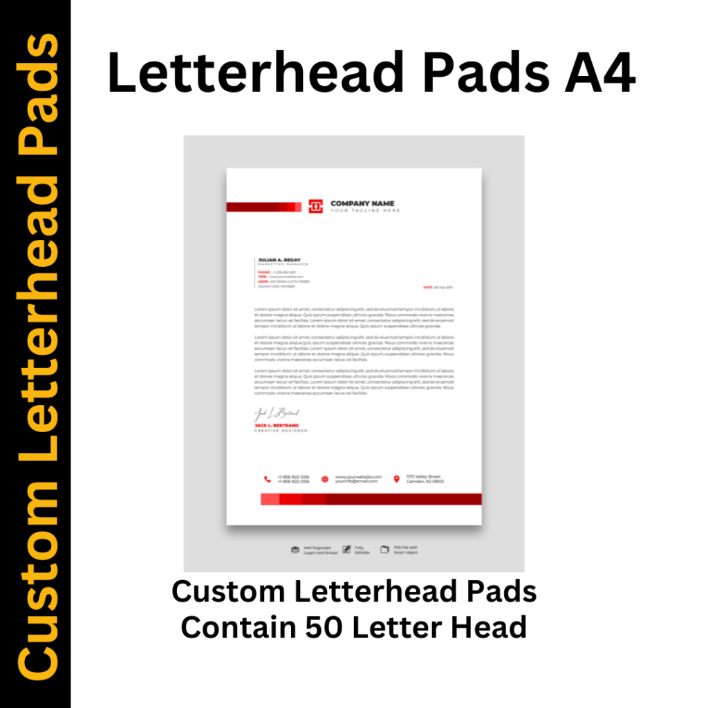 Business Correspondence Custom Letterhead Pads Business correspondence custom letterhead pads